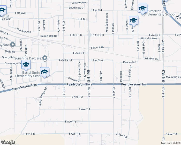 map of restaurants, bars, coffee shops, grocery stores, and more near 36508 40th Street East in Palmdale