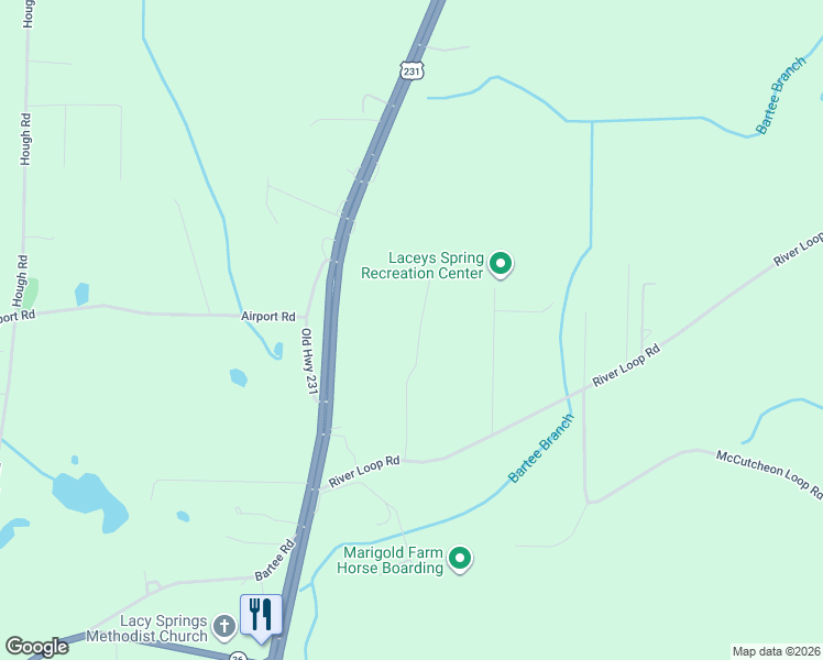 map of restaurants, bars, coffee shops, grocery stores, and more near 144 Bess Thompson Road in Laceys Spring