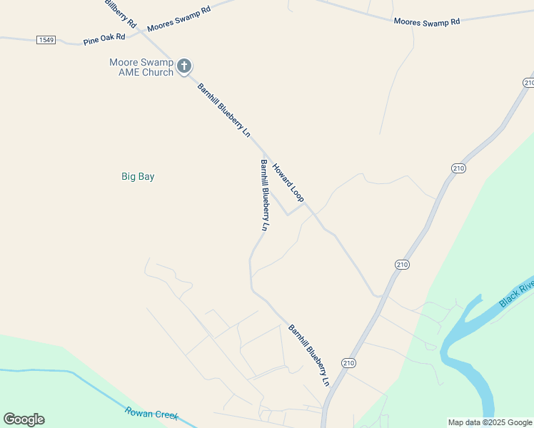 map of restaurants, bars, coffee shops, grocery stores, and more near Barnhill Blueberry Lane in Bladen County