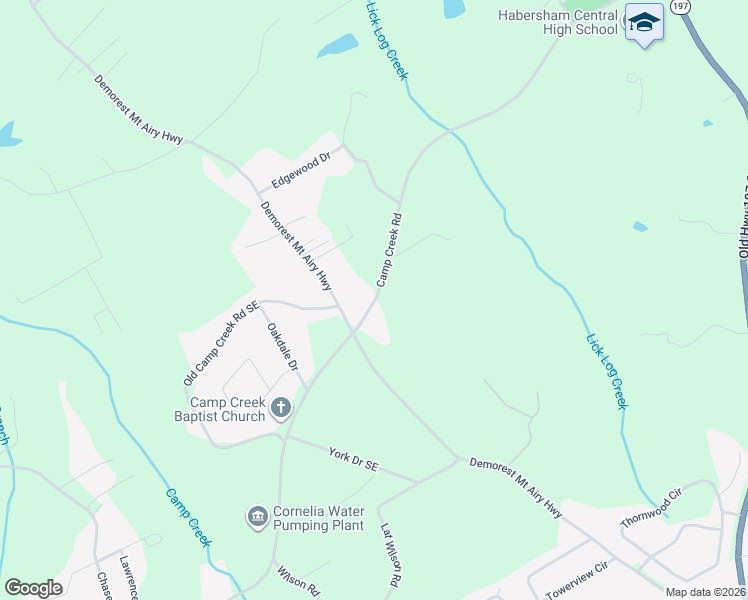 map of restaurants, bars, coffee shops, grocery stores, and more near 2169 Camp Creek Road in Mount Airy