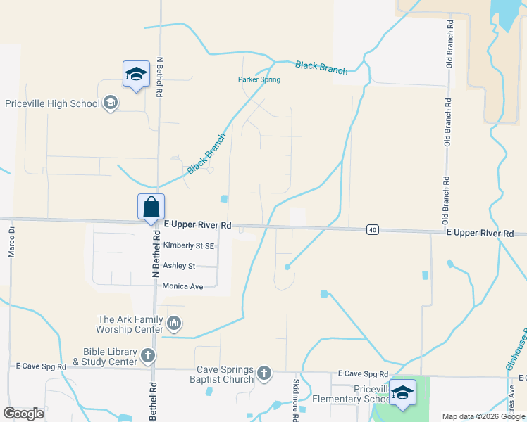 map of restaurants, bars, coffee shops, grocery stores, and more near 486 East Upper River Road in Decatur