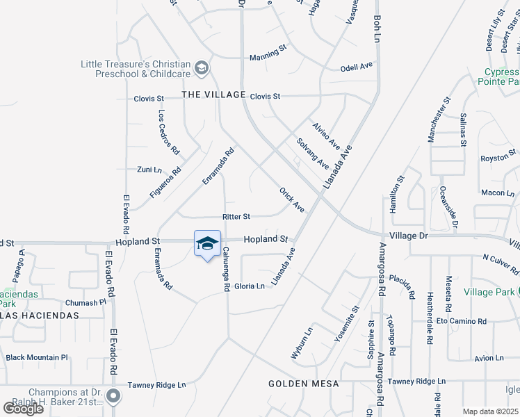map of restaurants, bars, coffee shops, grocery stores, and more near 14966 Ritter Street in Victorville