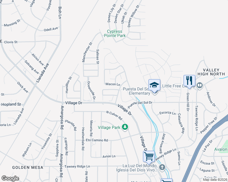 map of restaurants, bars, coffee shops, grocery stores, and more near 15649 Deep Canyon Lane in Victorville