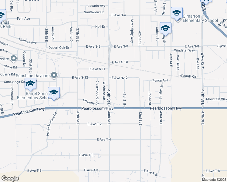 map of restaurants, bars, coffee shops, grocery stores, and more near 36508 40th St E in Palmdale