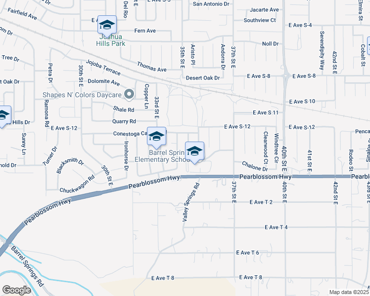 map of restaurants, bars, coffee shops, grocery stores, and more near 36521 Silverado Drive in Palmdale