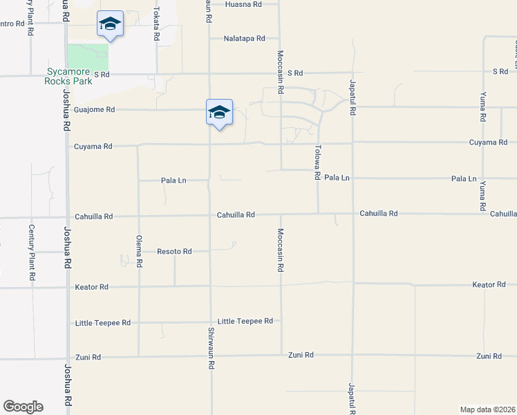 map of restaurants, bars, coffee shops, grocery stores, and more near 23825 Cahuilla Road in Apple Valley