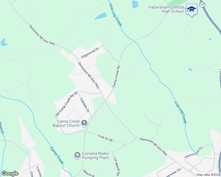 map of restaurants, bars, coffee shops, grocery stores, and more near 2169 Camp Creek Road in Mount Airy
