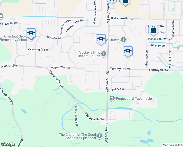 map of restaurants, bars, coffee shops, grocery stores, and more near 915 Way Thru The Woods Southwest in Decatur