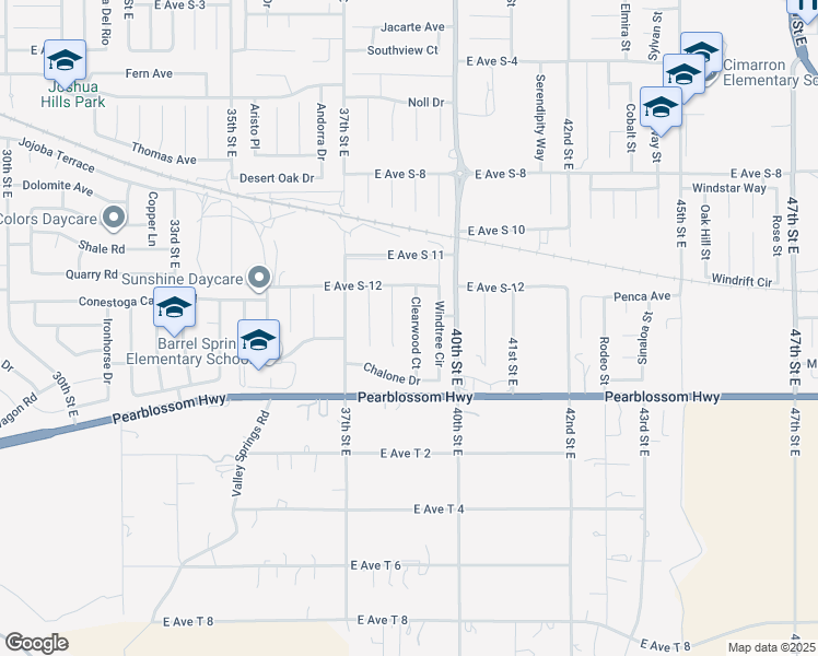 map of restaurants, bars, coffee shops, grocery stores, and more near 36509 Clearwood Court in Palmdale