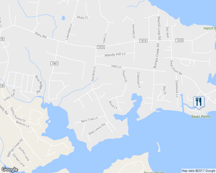 map of restaurants, bars, coffee shops, grocery stores, and more near 220 Cedar Hollow Court in Sneads Ferry