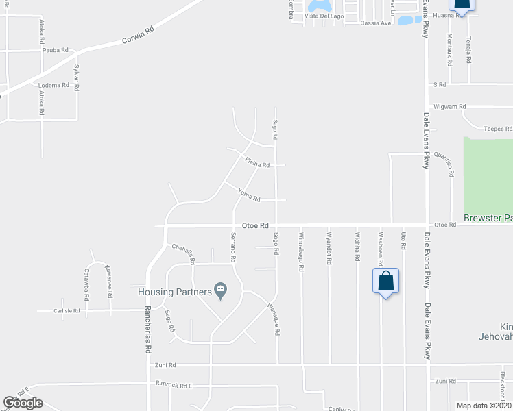 map of restaurants, bars, coffee shops, grocery stores, and more near 20417 Yuma Road in Apple Valley