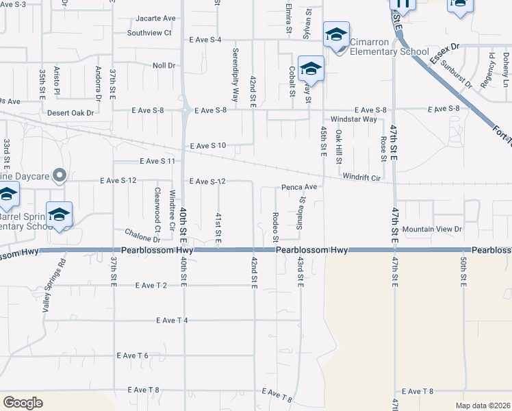 map of restaurants, bars, coffee shops, grocery stores, and more near 36517 Quail Street in Palmdale