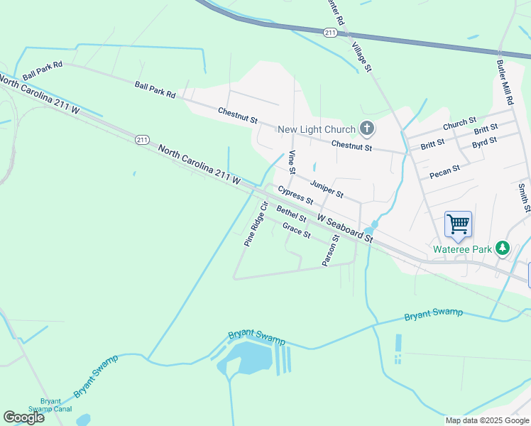 map of restaurants, bars, coffee shops, grocery stores, and more near South Pine Street in Elizabethtown