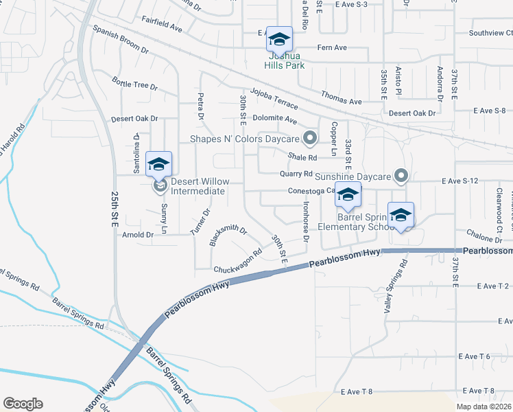 map of restaurants, bars, coffee shops, grocery stores, and more near 3018 Coyote Road in Palmdale