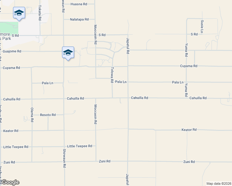 map of restaurants, bars, coffee shops, grocery stores, and more near 24030 Cahuilla Road in Apple Valley