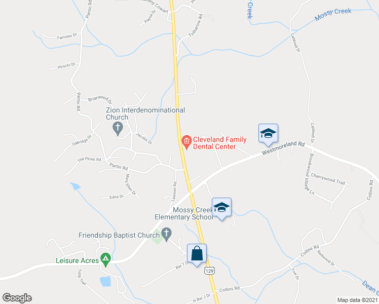 map of restaurants, bars, coffee shops, grocery stores, and more near 3777 U.S. 129 in Cleveland