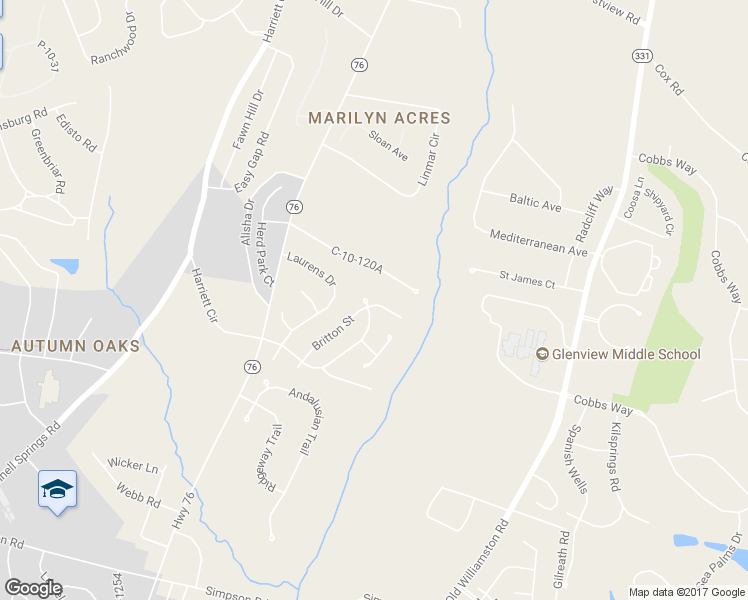 map of restaurants, bars, coffee shops, grocery stores, and more near 731 Britton Street in Anderson