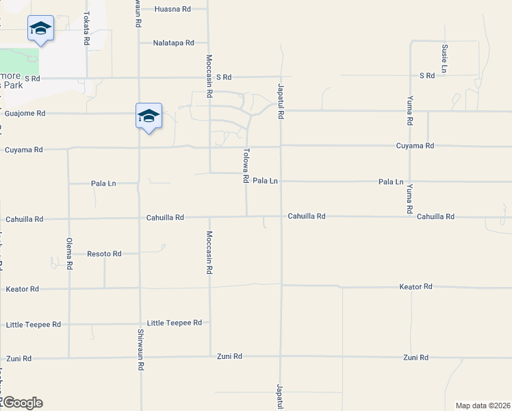 map of restaurants, bars, coffee shops, grocery stores, and more near 24030 Cahuilla Road in Apple Valley