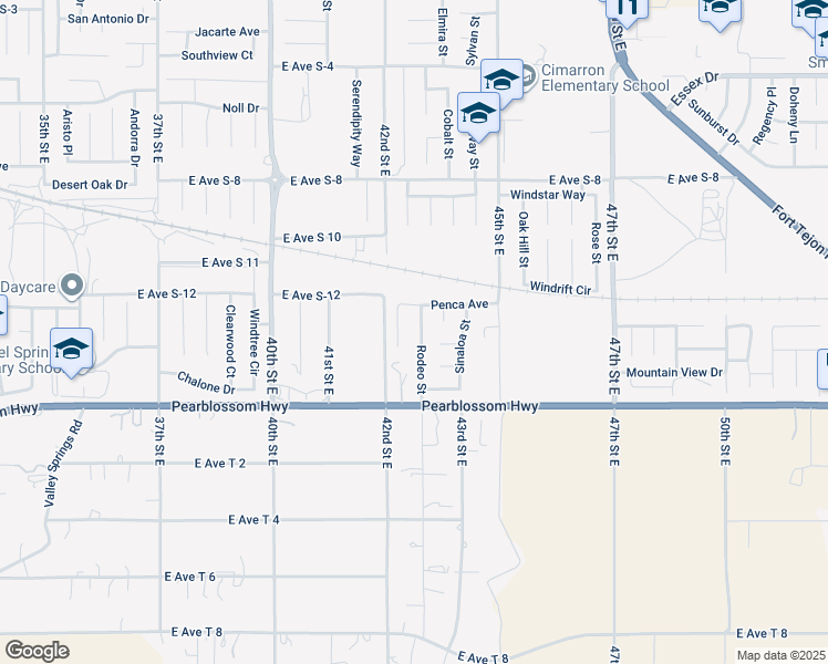 map of restaurants, bars, coffee shops, grocery stores, and more near 36521 Rodeo Street in Palmdale