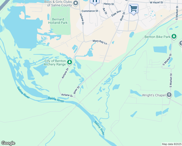 map of restaurants, bars, coffee shops, grocery stores, and more near 2011 River Street in Benton