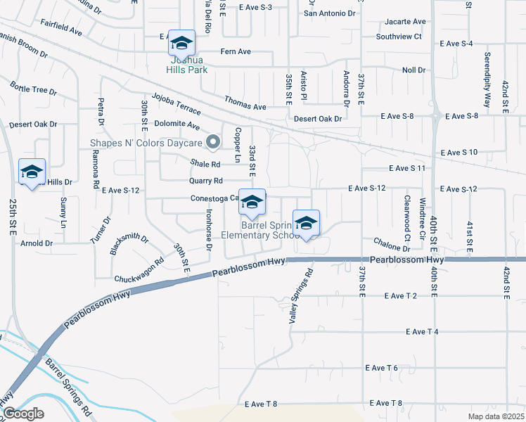 map of restaurants, bars, coffee shops, grocery stores, and more near 36536 Jenna Lane in Palmdale