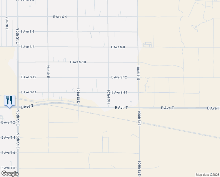 map of restaurants, bars, coffee shops, grocery stores, and more near 36516 103rd Street East in Littlerock