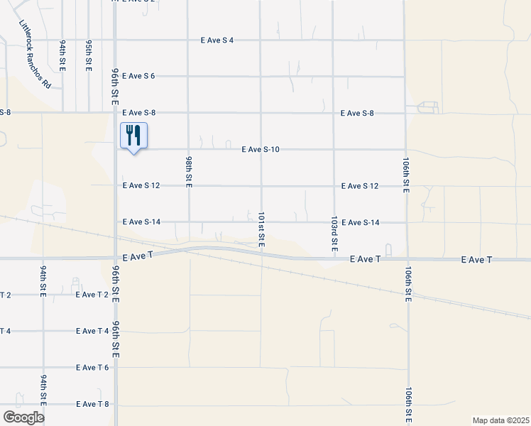map of restaurants, bars, coffee shops, grocery stores, and more near 10061 East Avenue S-14 in Littlerock