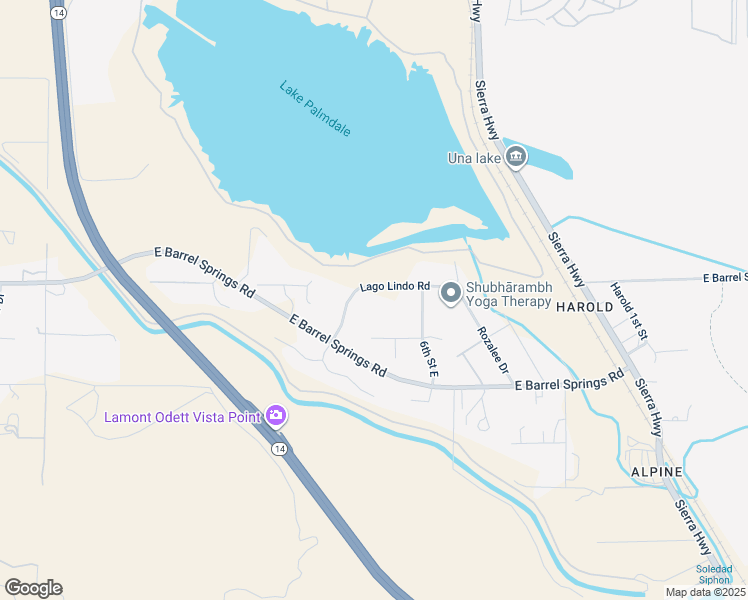 map of restaurants, bars, coffee shops, grocery stores, and more near 502 East Lago Lindo Road in Palmdale