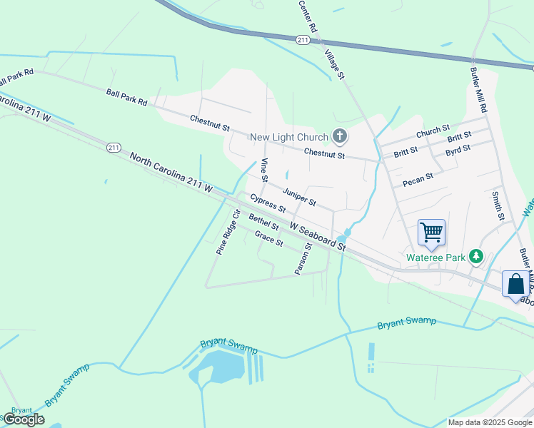 map of restaurants, bars, coffee shops, grocery stores, and more near 1613 West Seaboard Street in Bladenboro