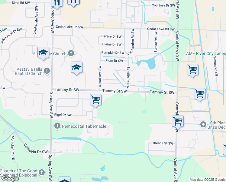 map of restaurants, bars, coffee shops, grocery stores, and more near 609 Tammy Street Southwest in Decatur