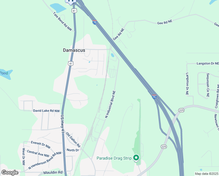 map of restaurants, bars, coffee shops, grocery stores, and more near 124 North Industrial Boulevard Northeast in Calhoun