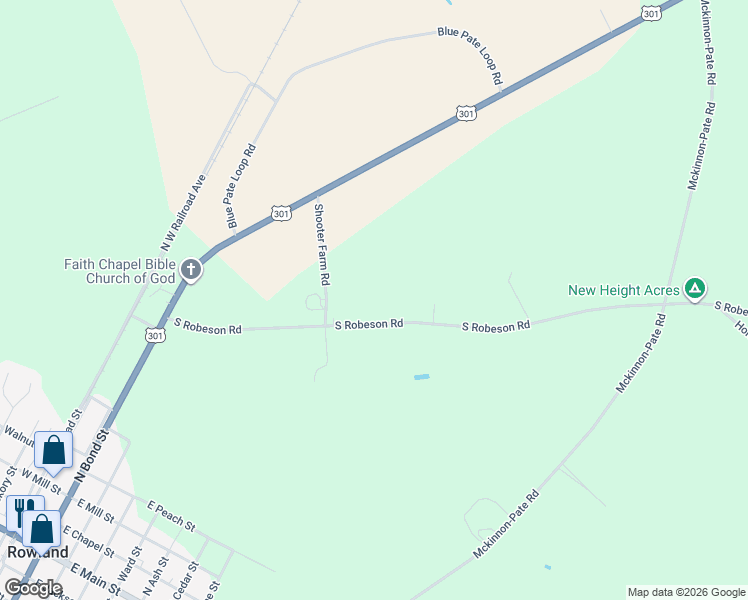 map of restaurants, bars, coffee shops, grocery stores, and more near 3921 South Robeson Road in Rowland