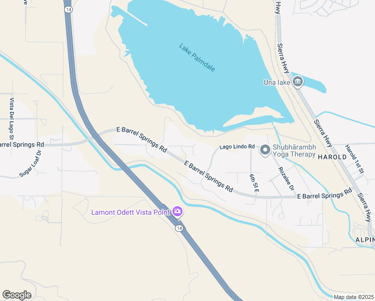 map of restaurants, bars, coffee shops, grocery stores, and more near 502 East Lago Lindo Road in Palmdale