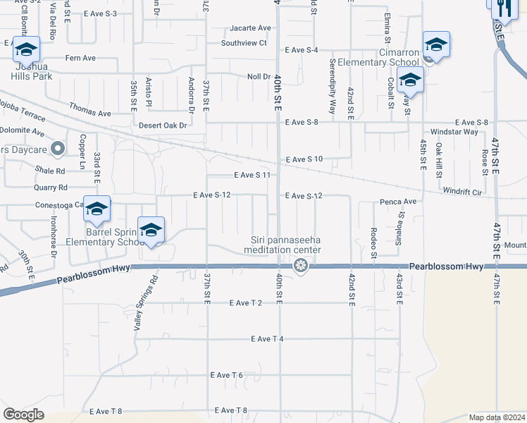 map of restaurants, bars, coffee shops, grocery stores, and more near 36527 Windtree Circle in Palmdale