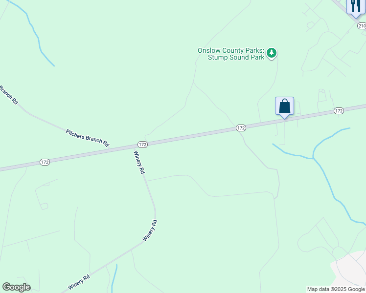 map of restaurants, bars, coffee shops, grocery stores, and more near 1688 North Carolina 172 in Sneads Ferry