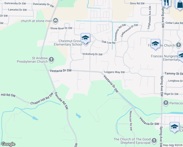 map of restaurants, bars, coffee shops, grocery stores, and more near 3405 Cedarhurst Drive in Decatur