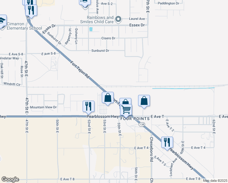 map of restaurants, bars, coffee shops, grocery stores, and more near in Palmdale