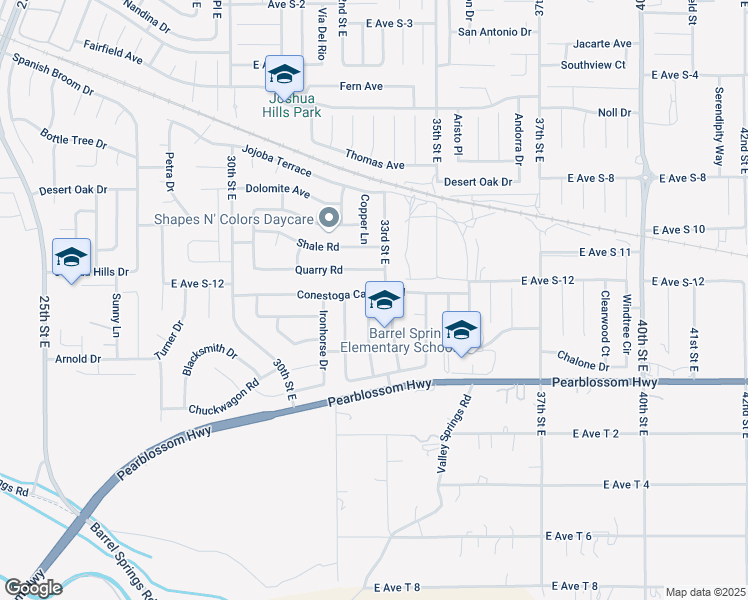 map of restaurants, bars, coffee shops, grocery stores, and more near 36529 Jenna Lane in Palmdale