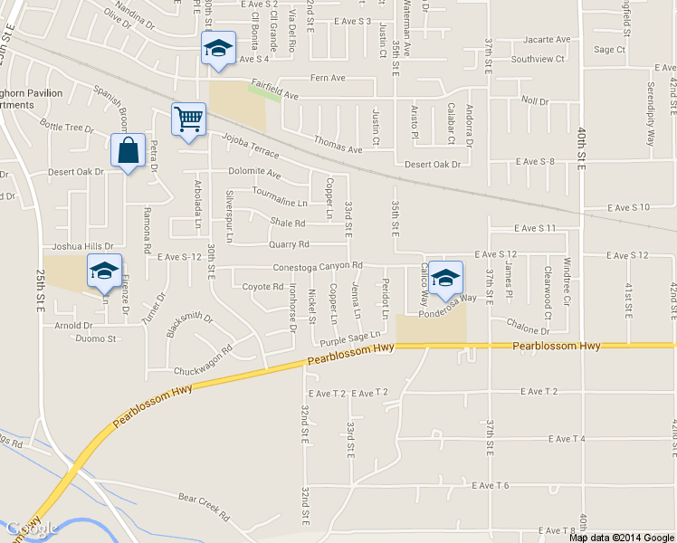 map of restaurants, bars, coffee shops, grocery stores, and more near 3254 Conestoga Canyon Road in Palmdale