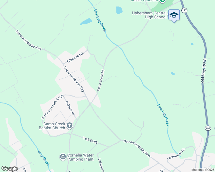 map of restaurants, bars, coffee shops, grocery stores, and more near 2160 Camp Creek Road in Mount Airy
