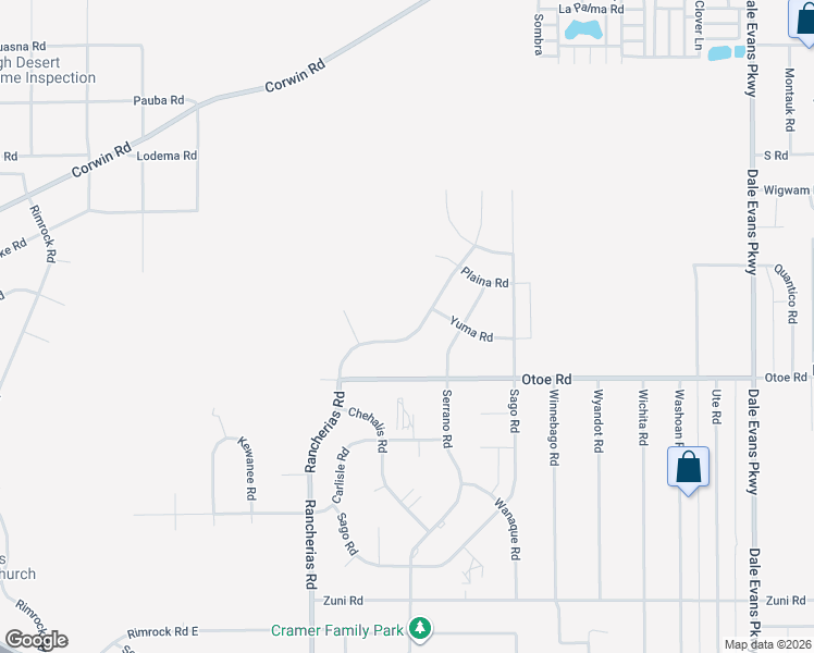 map of restaurants, bars, coffee shops, grocery stores, and more near 16196 Rancherias Road in Apple Valley