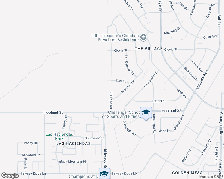 map of restaurants, bars, coffee shops, grocery stores, and more near 16200 El Evado Road in Victorville