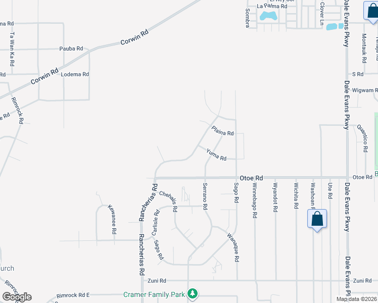 map of restaurants, bars, coffee shops, grocery stores, and more near 16238 Rancherias Road in Apple Valley
