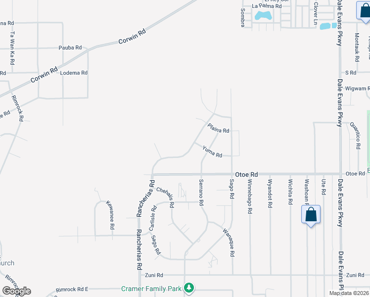 map of restaurants, bars, coffee shops, grocery stores, and more near 16238 Rancherias Road in Apple Valley