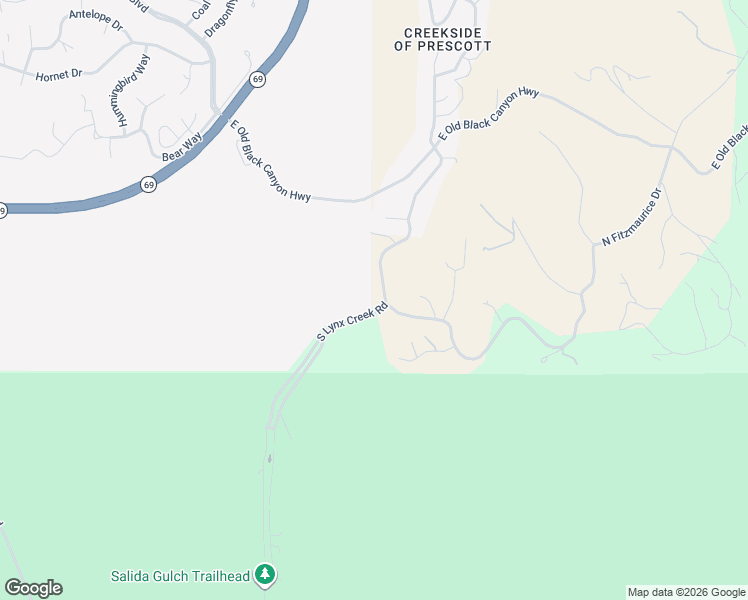 map of restaurants, bars, coffee shops, grocery stores, and more near 325 Lynx Creek Road in Prescott