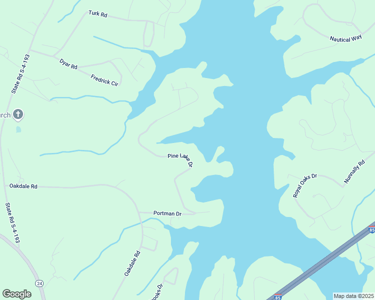 map of restaurants, bars, coffee shops, grocery stores, and more near 1128 Pine Lake Drive in Townville