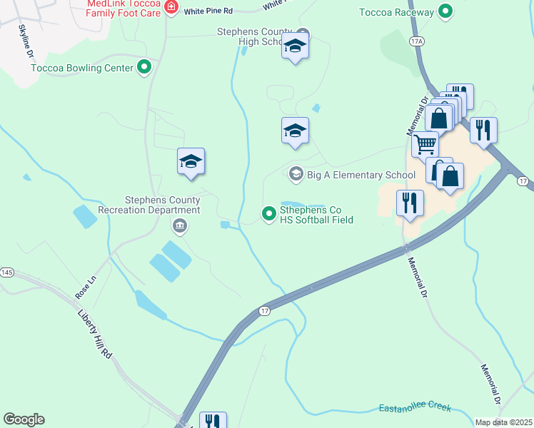 map of restaurants, bars, coffee shops, grocery stores, and more near in Stephens County