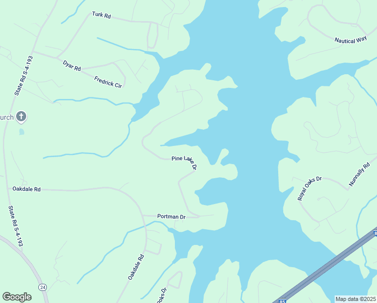 map of restaurants, bars, coffee shops, grocery stores, and more near 1128 Pine Lake Drive in Townville