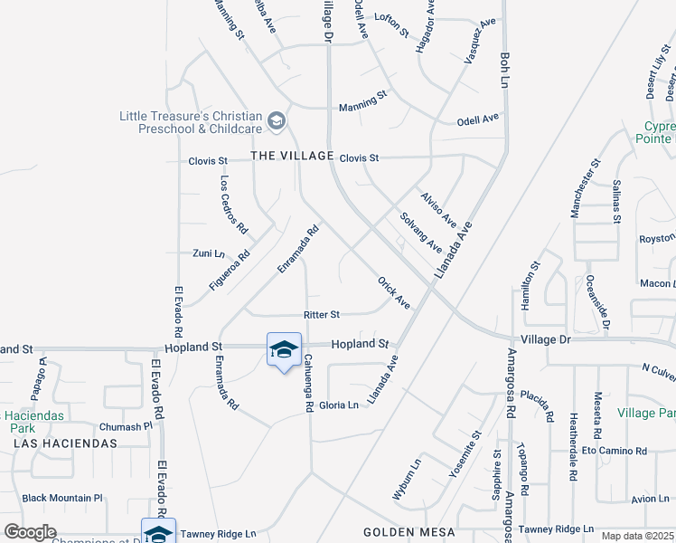 map of restaurants, bars, coffee shops, grocery stores, and more near 16275 Cahuenga Road in Victorville