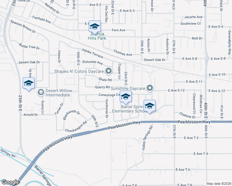 map of restaurants, bars, coffee shops, grocery stores, and more near 3223 Conestoga Canyon Road in Palmdale